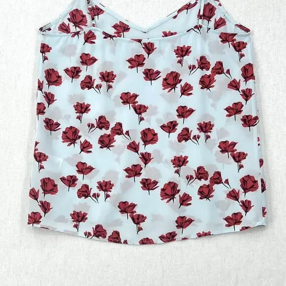 EQUIPMENT Layla Floral Print Silk Cami Tank Womens XS Blue Red Spaghetti Strap - Picture 12 of 16